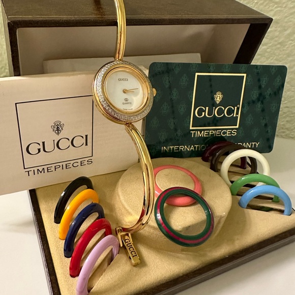Reserve for @lancelot8878~Near Mint~Gucci Watch W/DiamondCut Bezel~Box/Paper - Picture 6 of 15